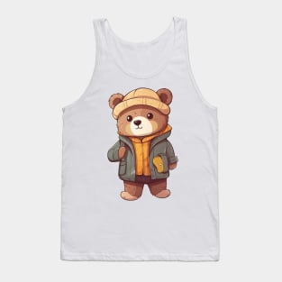 A cute teddy bear wearing street fashion Tank Top